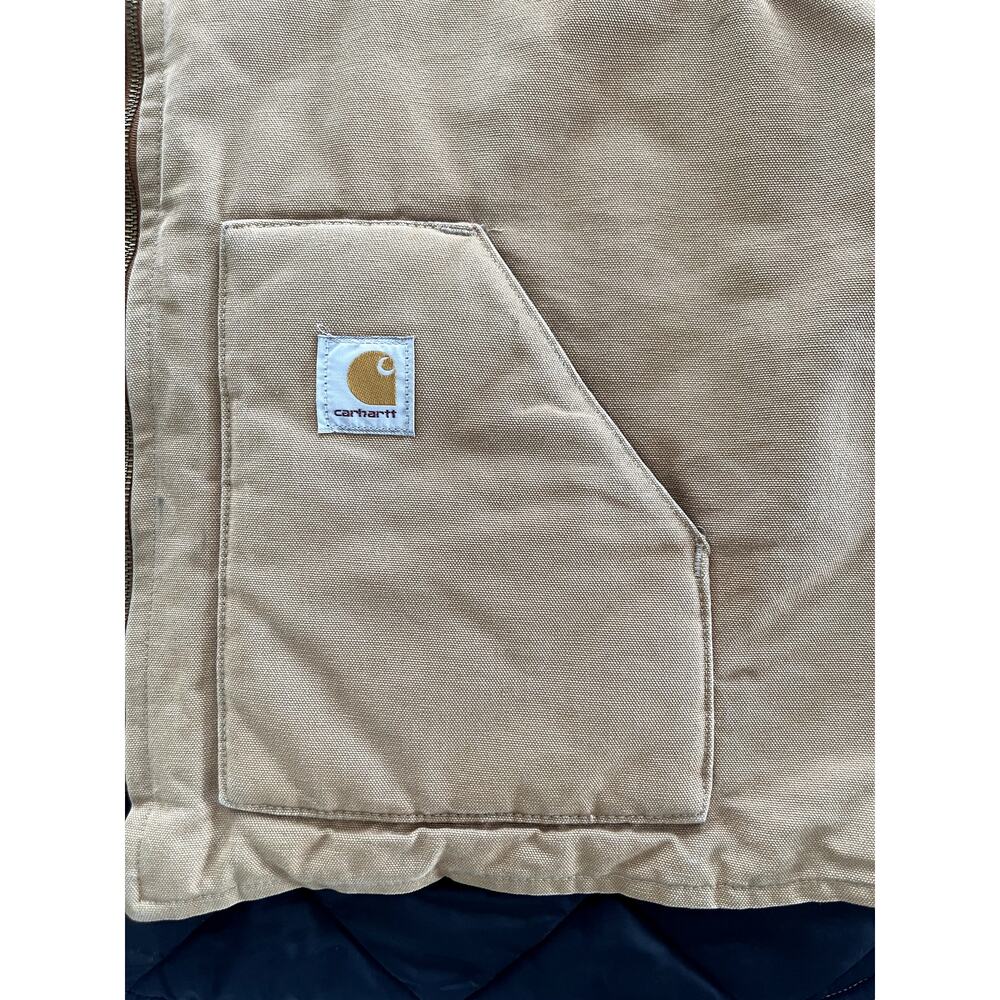 Carhartt Sz 3XL Tall Duck Work Vest Tan Canvas Quilted Lined Vintage Y2K Rugged - Picture 6 of 10